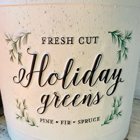 *Holiday Greens Distressed Metal Pails, Set of 2 - Picture 8 of 14